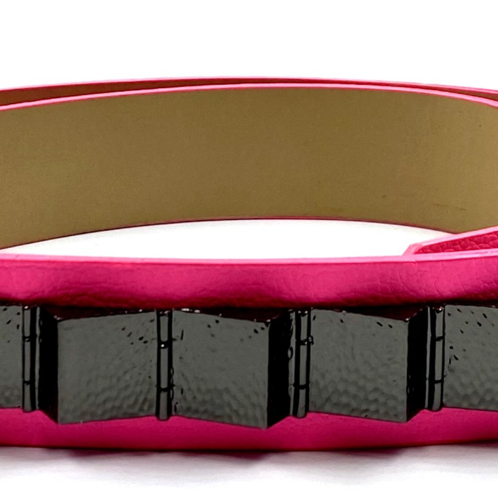 NEW ST. JOHN Hot Pink Elevated Spike Buckle Snap Hole Grunge Y2K Belt Medium